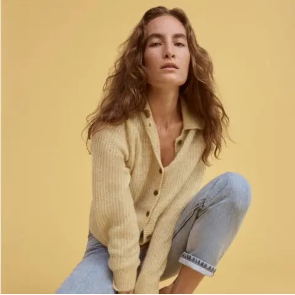 Small Everlane, soft alpaca button-down sweater